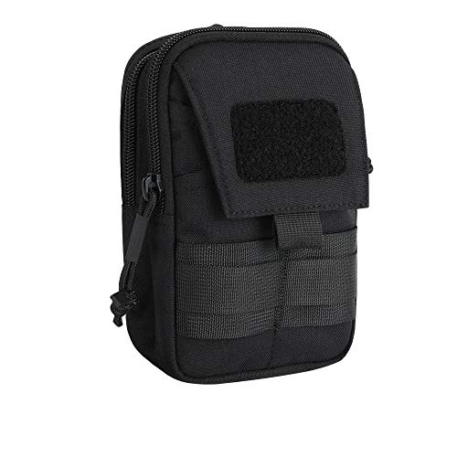 EXCELLENT ELITE SPANKER Tactical Molle EDC Pouch Nylon Belt Waist Bag Camping Hiking Organizer with Cellphone Holster for iPhone 12Pro 12 11ProMax XsMax XR XS X 8Plus 8 7 6 Samsung Galaxy Note 9 S9 (Black)