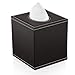 KINGFOM Square Pu Leather Tissue Box Cover, Modern Facial Tissue Holder, Roll Tissues Paper Case Dispenser for Bathroom Vanity Countertop, Night Stands, Office Desk & Car(Brown)