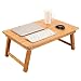 Large Size Laptop Tray Desk NNEWVANTE Foldable Bed Table Tray, Adjustable Coffee/TV Desk 100% Bamboo Breakfast Serving Tray Gaming Writing 4 Leg Locks Support up to 18in Laptop, 29.5x17.7in