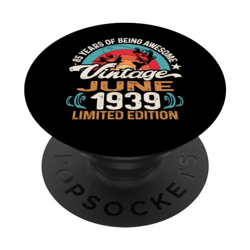 Vintage 85 cumpleaños 85 años amantes de la pesca junio 1939 PopSockets PopGrip Intercambiable