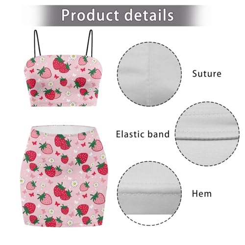 Image of Biyejit Women's 2 Piece Summer Outfits Spaghetti Strap Crop Tops and Bodycon Mini Skirt Dress Set Plus Size S-4XL