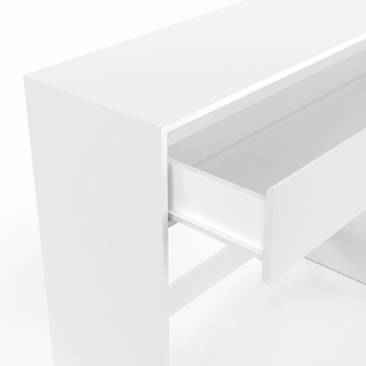 IDMarket - Console a 1 cassetto TOMI legno bianco
