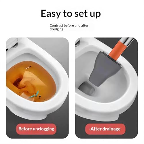 Pack de 2 dispositivos de desatascado para desagües rápidos con cuerpo alargado anti-salpicaduras, junta flexible para acceso difícil y mango ergonómico mejorado miniatura 5