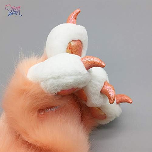 Furryvalley Fursuit Paws Furry Partial Cosplay Fluffy Claw Gloves Costume Lion Bear Props for Kids Adults (candy orange)