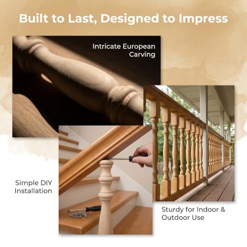 Columnas de madera para barandillas redondas estilo clásico europeo listas para personalizar 3