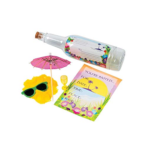 Fun Express Message in a Bottle Luau Tropical Pool Party Invitations (1-Pack of 12)