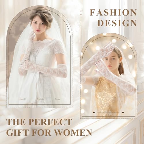 Long Elegant Lace Gloves Lace Arm Sleeves for Women Wedding Bridal Party Vintage Tea Formal Events Black or White4