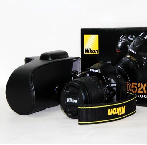 Black "Ever Ready" Protective Pu Leather Camera Case, Bag for Nikon D5200