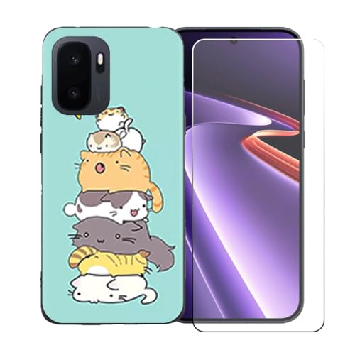 LCEHTOGYE �K�p OnePlus Ace 6 Ultra +�����K���X�X�N���[���v���e�N�^�[�p�P�[�X�A�K�p OnePlus Ace 6 Ultra (6,78")�ƌ݊����̂���u���b�N�\�t�gTPU�V���R���Q���P�[�X�ی�J�o�[ LLM39