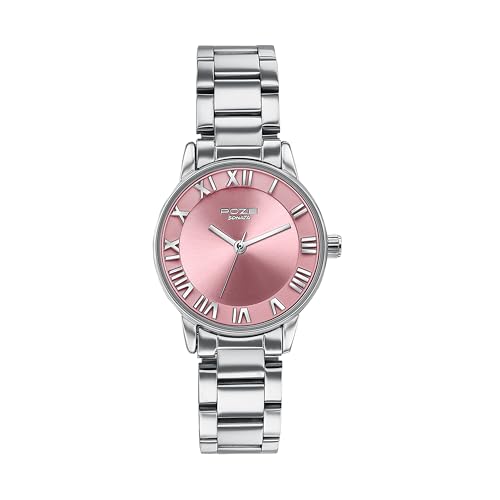 Image of Sonata Poze 6 Chrome Calling Quartz Pink Round Dial Women's Watch | Stainless Steel Strap Material | Watches for Women Analog - SP80128SM01