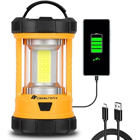 Camping Laterne, 3200LM helle Camping Lichter, 4600mAh Power Bank & wiederaufladbare LED Laterne, Dimmable Searchlight mit 5 Licht Modi Taschenlampe, Notfallleuchte für Stromausfälle/Hurrikan (Orange) Cover
