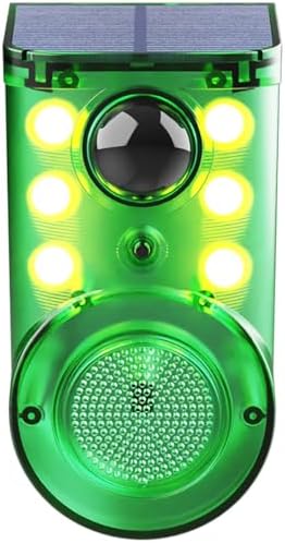 Solar Outdoor Motion Sensor Alarm - Ultrasound & Alarms 129db Motion Detector Loud Noise Maker,Strobe Light,for Home, Villa,Yard,Chicken coop,Farm,Barn.4 Work Modes.Say Goodbye to The Intruders 1Pack