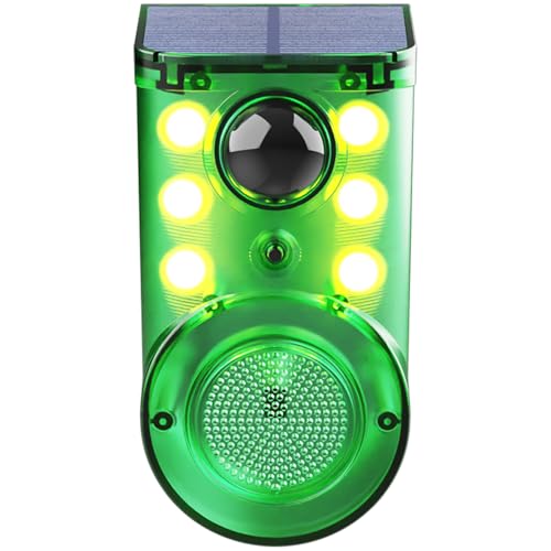 Image of Solar Outdoor Motion Sensor Alarm - Ultrasound & Alarms 129db Motion Detector Loud Noise Maker,Strobe Light,for Home, Villa,Yard,Chicken coop,Farm,Barn.4 Work Modes.Say Goodbye to The Intruders 1Pack
