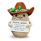 LICZINOIZO Positive Crochet Potato - Emotional Support Gift for Women & Men, Unique Christmas, Birthday, Self-Care Gift for Mom, Dad, Friend, Coworker | Inspirational Desk Decor & Relaxation Present