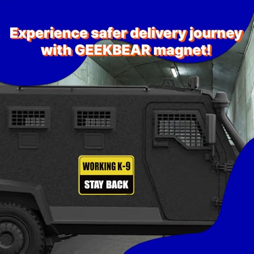 Image of GEEKBEAR Working K-9 Car Magnet (Yellow /Black, 2 Pack) - Reflective Waterproof Magnetic Sign - 11.7 x 8.2 in