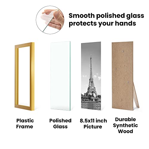 Upsimples 8.5X11 Picture Frame Certificate Document Frame With High Definition Glass, 5 Pack Diploma Frames For Wall And Tabletop, Gold #TOP5