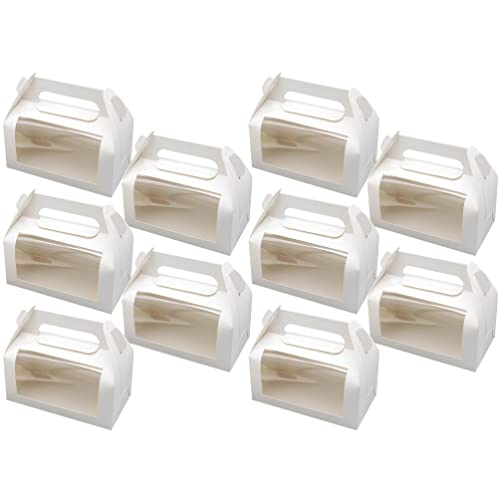 BESTonZON Cajas De Papel Para Cupcakes 10 Uds. Contenedor Para Cupcakes Con Ventana Cajas De Regalo De Cumpleaños Portador De Panadería Donut Recuerdo De Fiesta Para Galletas Aperitivos Y Cover