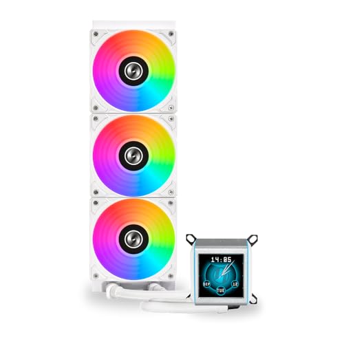 Lian Li Galahad II LCD 360 AIO CPU Liquid Cooler - Featuring 2.88" Customizable IPS Display, Enhanced with Asetek’s 8th Gen Cooling Technology, ARGB Fans, Watercooling kit (White) 1