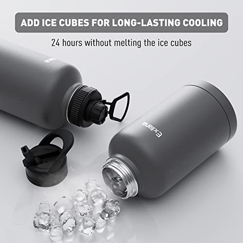 Exllena 2 Litre Stainless Steel Water Bottle, Double Insulated Water Bottles with Two Lids and Protective Silicone Boot - Image 3