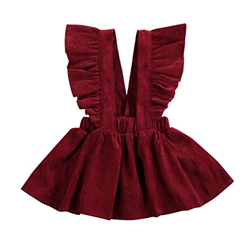 Image of Specialcal Baby Girls Velvet Suspender Skirt Infant Toddler Ruffled Casual Strap Sundress Summer Outfit Clothes