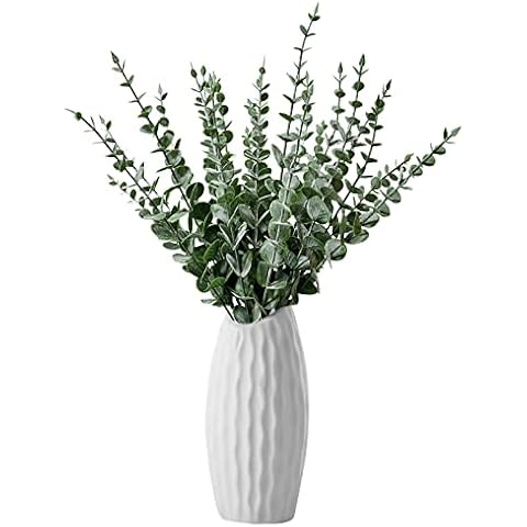 Babyfond 24 Pcs Artificial Eucalyptus Stems Leaves Real Touch Faux Eucalyptus Branches Garland Wedding Bouquet Artificial Flowers Greenery for Wedding, Garden, Home, Office, Indoor Outdoor Decoration Cover