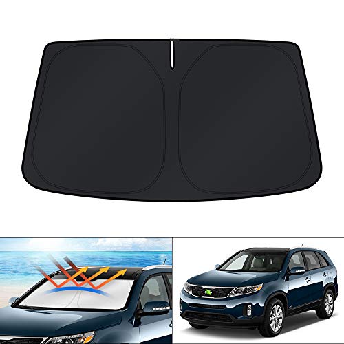 Image of KUST Windshield Sun Shade for 2011-2015 Kia Sorento Accessories, Custom Fit Car Front Sunshade Window Sun Visor Protector Foldable Blocks UV Rays Keep Your Car Cooler