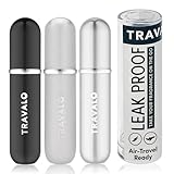 Travalo Classic HD Perfume Atomizer 3 Bundle Refillable System Travel TSA Approved | Reusable Easy-Fill Mini Pump Sprayer | Lightweight Elegant w/Volume Window | White, Titanium, Silver 3 Pack 0.17oz