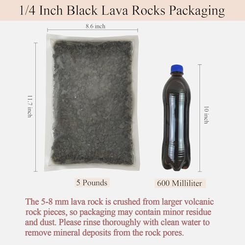 FANTIAN 5 lbs Small Black Lava Rocks for Plants,1/4 Inch Crush Volcanic Rock Pumice Soil Additive for Succulent Aquarium Cactus Bonsai Fire Pits and Garden Landscaping