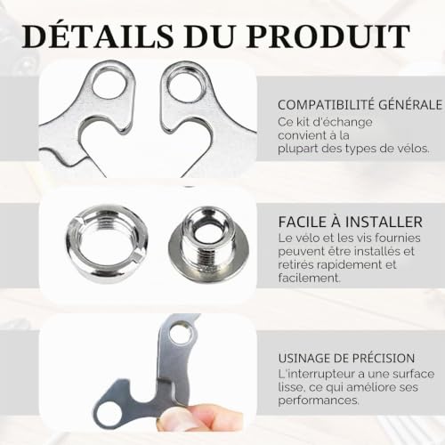 2PCS Patte de Dérailleur Arrière de Vélo, Support Dérailleur Arrière Universel en Alliage d'Aluminium, Pièces Détachées de Vélo avec Protection de Cadre en Cas de Chute pour Vélo de Montagne – vue 3