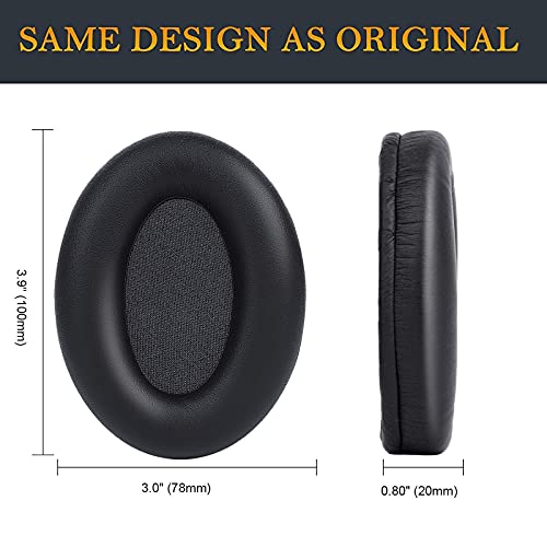 Soulwit Professional Earpads Cushions Replacement For Sony Wh-1000Xm3 (Wh1000Xm3) Over-Ear Headphones, Ear Pads With Softer Protein Leather, Noise Isolation Memory Foam, Added Thickness (Black) #TOP2