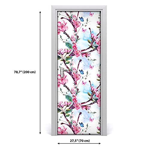 Autocollant de porte étanche Magic-Stick 70x200 papier peint lavable fleurs