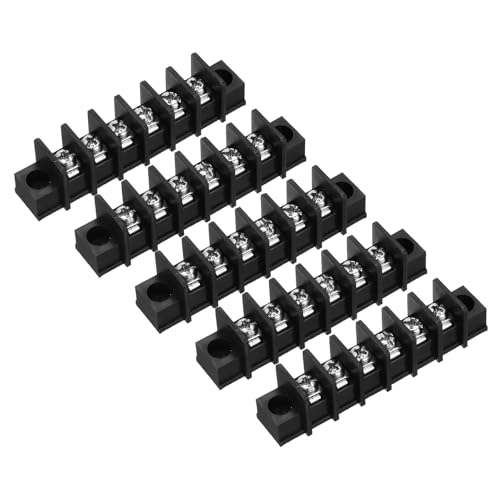 Bornier à vis 6 positions pas 9.5mm pour montage rail DIN de tableau électrique - Pack de 5