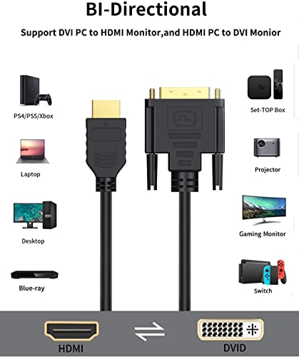 Image of CableCreation DVI to HDMI Cable 0.5ft, Short Bi-Directional HDMI Female to D(24+1) Male Adapter, 1080P Dvi-D to HDMI Conveter for PC, TV Box, PS5, Xbox