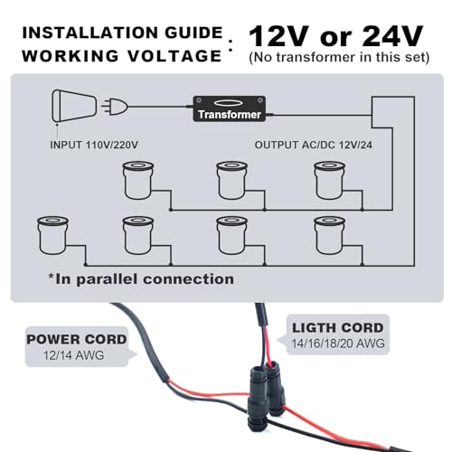 ALEDECO 4Pack 3W Low Voltage Landscape Lights with Connectors 12-24V LED In-Ground Lights IP67 Waterproof Garden Lighting 6500K Outdoor Well Light for Yard Pathway Driveway Deck (Cool White) - Thumbnail 6