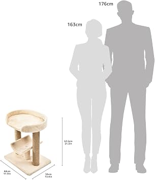 Amazon Basics Top Platform Cat Tree with Scratching Post - 18 x 14 x 22 Inches, Beige