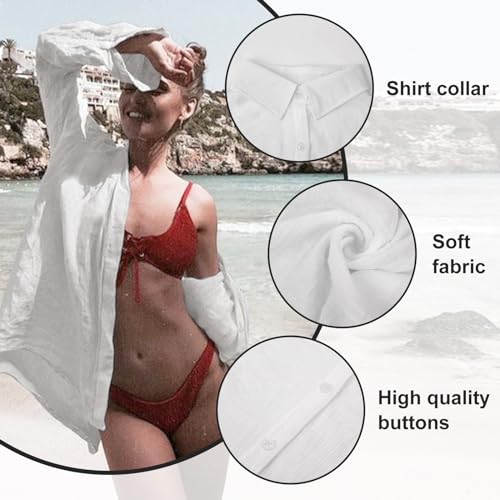 Swimsuit Coverup for Women Bathing Suit Bikini Cover Up Long Sleeve Button Down Beach Shirt 2025 Clothes4