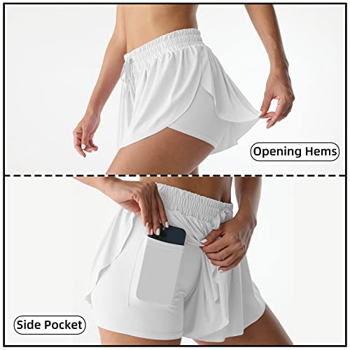 Image of Flowy Athletic Shorts for Women Running Tennis Butterfly Shorts Girls 2-in-1 Double Layer Quick-Drying Comfy Shorts