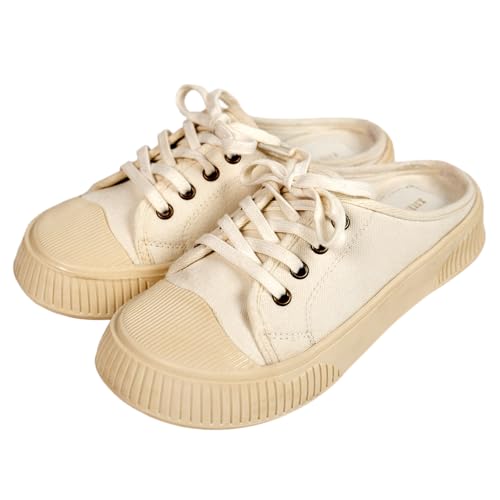 Image of Theater Women Elves Lace-Up Mule Sneakers | Canvas Upper with Cushioned Sole | Lightweight Comfort for Casual & Travel Styling
