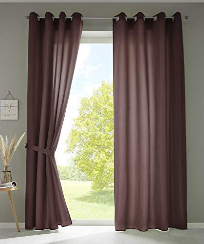 Gardinenbox 2er Set Vorhänge Schal Ösen »Berlin« HxB 225x140 cm Braun Blickdicht Microsatin Lichtdurchlässig Uni Matt, 20405N2 Gardinenbox 2er Set Vorhänge Schal Ösen »Berlin« HxB 225x140 cm Braun Blickdicht Microsatin Lichtdurchlässig Uni Matt, 20405N2