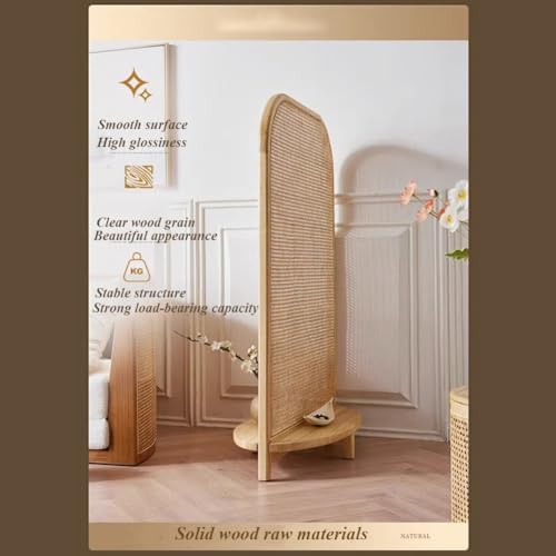 Artiz New Chinese Style Solid Wood Room Divider Retro Rattan Weaving Partition Screen Portable Freestanding Wall Divider For Living Room, Entrance, Bedroom (Color : Walnut color, Size : 90x45x140cm)