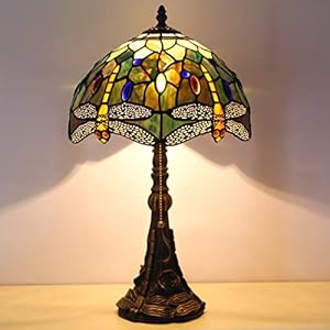 Tiffany Table Lamp Stained Glass Lamp 12X12X19 Inch Antique Reading Light (Amber Yellow Dragonfly) Tiffany Table Lamp Stained Glass Lamp 12X12X19 Inch Antique Reading Light Amber Yellow Dragonfly