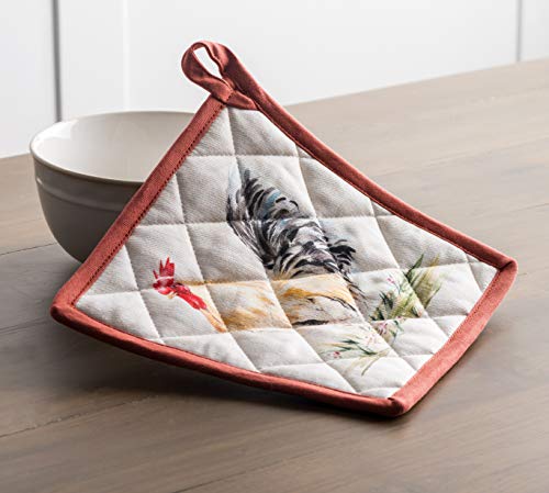 Maison D' Hermine Oven Mitt + Pot Holder 100% Cotton Easter Heat Resistant Kitchen Oven Gloves (7.5"X13") & Hot Pads (8"X8") For Chef, Women & Men, Wedding Use, Campagne - Spring/Summer #TOP7