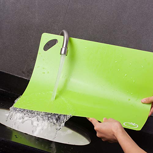 Metrical Poetry Flexible Plastic Cutting Board Mats Set, Food Grade Plastic Kitchen Cutting Mat With Food Icons and hanging hole, 15