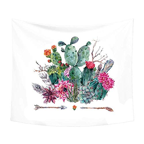 QEES Décoration de Chambre Salon Tapisserie Murale Plantes Tropicales Cactus Mutifonction Drap Nappe Couvre-lit cactus 9