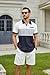 Men's Casual Polo Shirts Short Sleeve Fashion Golf Shirt Classic Striped Slim Fit T-Shirts White