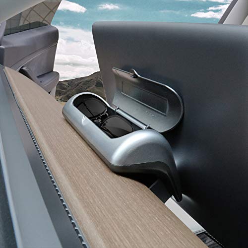 BASENOR Tesla Model 3 Model Y Sunglasses Holder Hidden Eyeglass Cases Storage Box Silver