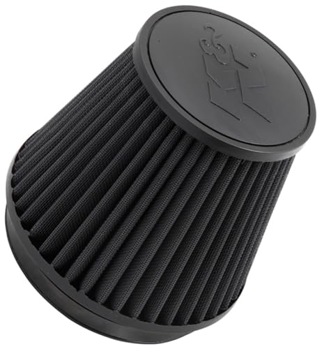 K&N Dryflow Lifetime Universal Clamp-On Air Filter: Dry Synthetic, Washable, Oil-Free: Flange Diameter: 6 In, Filter Height: 6 In, Flange Length: 1 In, Shape: Round Tapered, RU-3102HBK