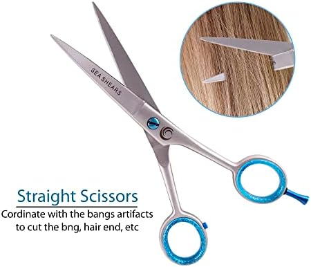 UZMAN Sea Shears Hairdressing Barber Hair Scissor Professional Hairdressers Barbers Stainless Steel Hair Cutting Shears - Salon Barbers, Men, Women, Children & Adults, Dull Gray, 6'' (UZ-002)