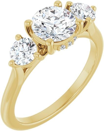 1-3 CT Round Moissanite Engagement Ring Colorless VVS 10K 14K 18K Solid Gold & 925 Sterling Silver 3 Stone Moissanite Ring Christmas Gift For Women