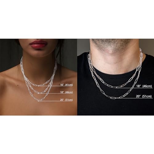 MBW Silver Paperclip Chain Necklace for Women,Dainty Sterling Silver Choker Necklaces for Women Trendy Simple Long Chunky Minimalist Waterproof Link Necklace Jewelry Gifts for Women 16/18/20 in4